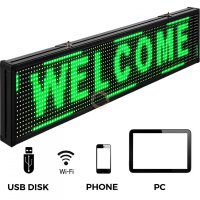Reklamní 96x 16 LED panel s pohyblivým textem, zelená řádek WIFI
